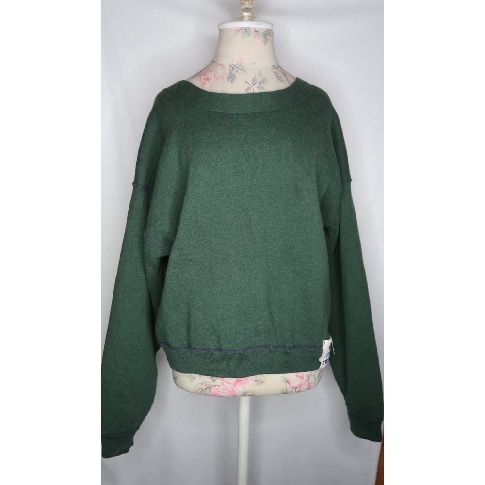 We The Free Green Oversized Deep V Back Pullover Sweater Women's XS EUC